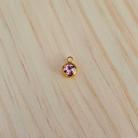 Pampille individuelle dorée strass rose (154)