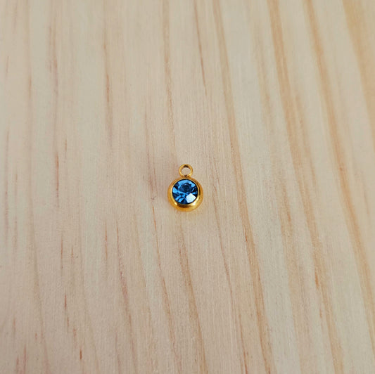 Pampille individuelle dorée strass bleu (149)