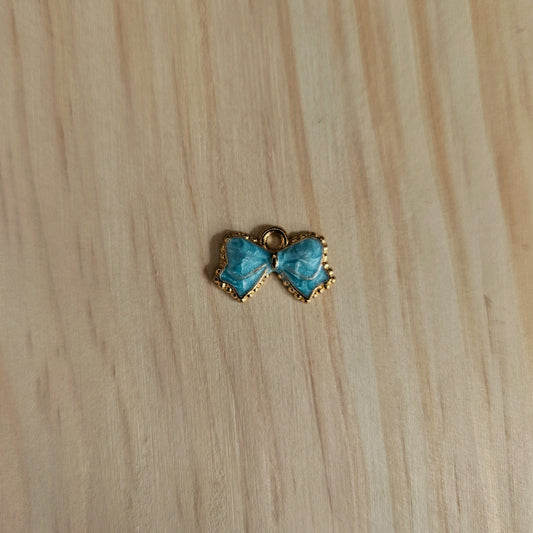 Pampille individuelle dorée noeud papillon bleu (135)